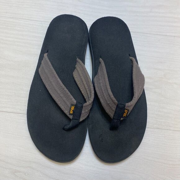 Teva Voya Canvas Flip-Flop Sandals Men\'s Size 12 Brown Comfort Casual Bar Street main image 4